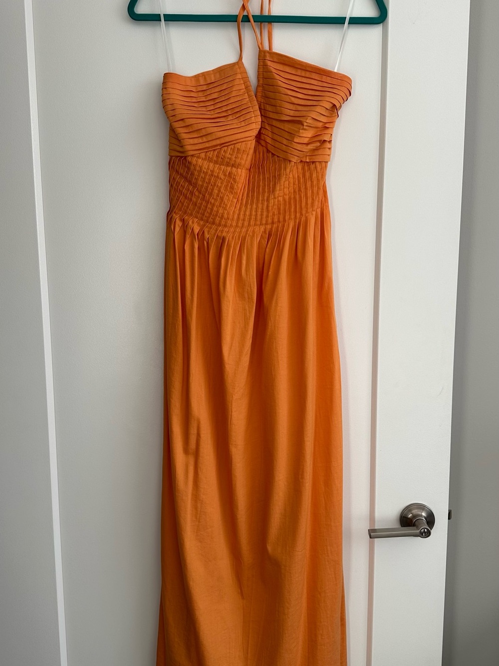 Hello Molly Orange Pleated Bust Maxi Dress